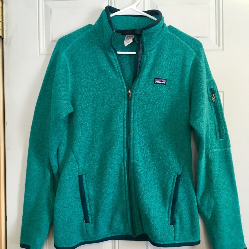 Patagonia teal, zip up fleece
